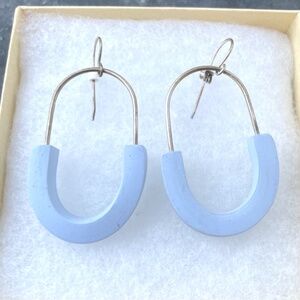 Maria Eife Artisan Sterling Drop Earrings w/ blue 3D Printed Nylon semi-circles